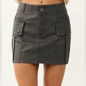 Black Wash Faux Leather Mini Skirt New with tags